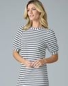 Downeast - Fave French Terry Dress: M / Cream Stripe