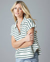 Downeast - Seaport Stripe Top: S / Dark Green Stripe