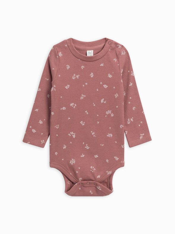 Colored Organics - Organic Baby Sammy Ribbed Long Sleeve Bodysuit-Sienna Floral: 0-3M