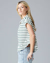 Downeast - Seaport Stripe Top: S / Dark Green Stripe