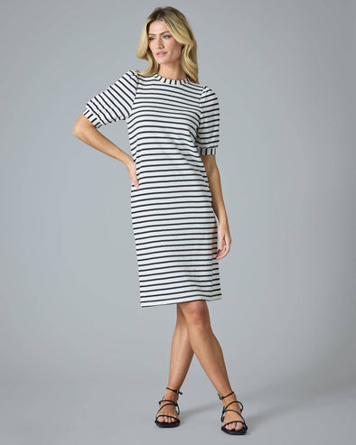Downeast - Fave French Terry Dress: S / Cream Stripe