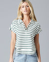 Downeast - Seaport Stripe Top: S / Dark Green Stripe