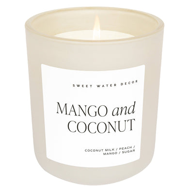 Sweet Water Decor - Mango and Coconut 15 oz Soy Candle, Matte Jar