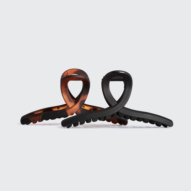 KITSCH - Recycled Plastic Large Loop Claw Clips 2pc - Black & Tort