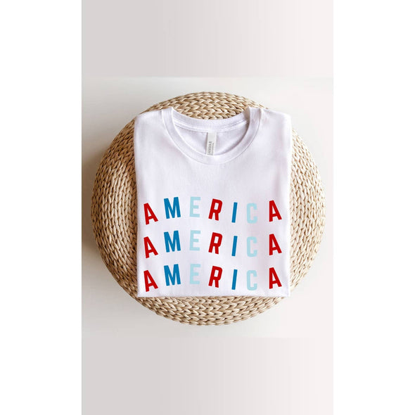 Red and Blue America Patriotic 4th of July Graphic Tee