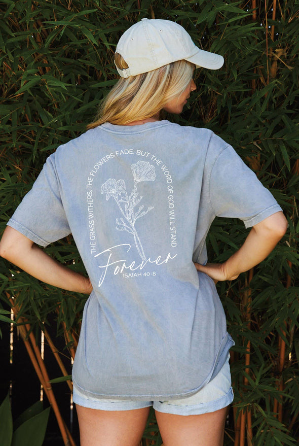 ISAIAH 40:8 Front and Back print Mineral Washed Graphic Top