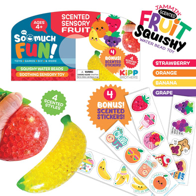 Novelty Brands - SO MUCH FUN! SCENTED FRUIT BEADBALL WITH STICKERS 12/PK