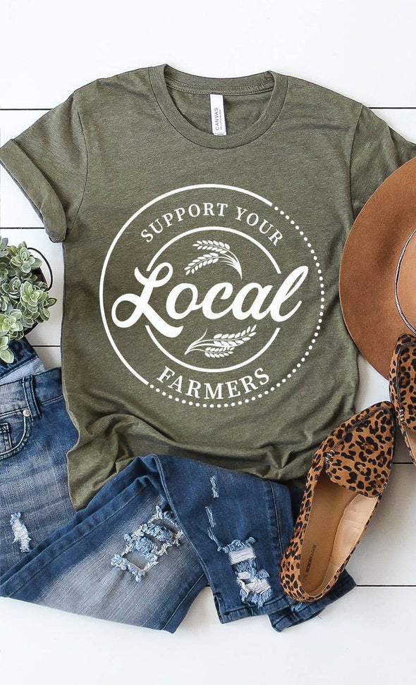 Support Your Local Farmers Circle Western Graphic Tee
