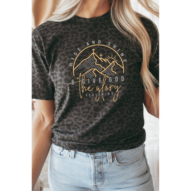 Kissed Apparel - Give God The Glory Black Leopard Graphic Tee