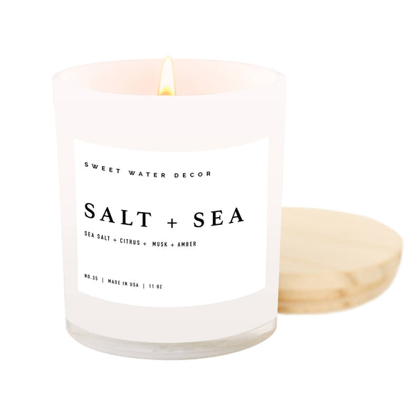 Sweet Water Decor - Salt and Sea Soy Candle - White Jar - 11 oz
