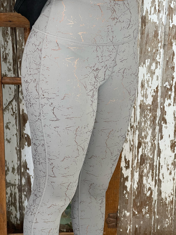 Grey Copper Foil Highwaisted Leggings